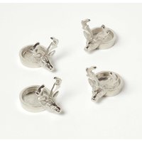 Set of 4 Stag Christmas Tea Light Holders - Silver