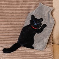 2L Hot Water Bottle with Cover - Cat - Grey
