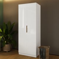 FWStyle Veloce 2 Door White Gloss Double Wardrobe Modern Tall - White Gloss