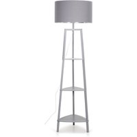 Hiru 3 Tier Shelf Floor Lamp Metallic Drum Shade - Grey