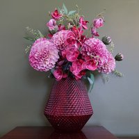 Pretty Pink Dahlia Display Glass Vase - Pretty Pink Dahlia Glass Vase