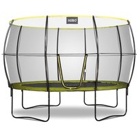 Base Jump 2 Oval Garden Trampoline With Halo II Enclosure - Black / 11 x 8ft