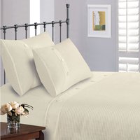 Luxurious Waffle Buttoned Duvet Cover and Pillowcase Set - Cream