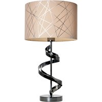 Spiral Table Lamp with Mocha and Silver Shade - Black, Mocha, Silver