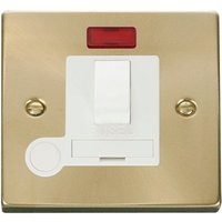 Satin Brushed Brass 13A Fused Connection Unit Switched With Neon With Flex - White