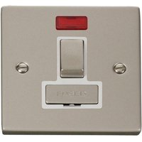Pearl Nickel 13A Fused Ingot Connection Unit Switched With Neon - White