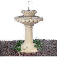 Victoriana Solar Powered Bird Bath Cast Stone with Lights - Yellow