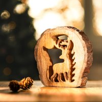 Wooden Christmas Reindeer Decoration - Brown