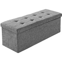 Rectangle Foldable Stool with Large Storage Space - Light Grey
