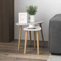 HOMCOM Side Table Set of 2 Modern End Coffee Bedside Tables White - Light Grey