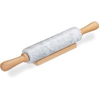 Marble Rolling Pin with Wooden Stand - White