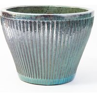 Linear Glazed Ceramic Bowl Planter in Jade Large - Jade / 88l