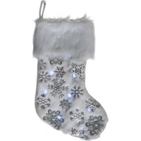 LED Snowflake Stocking - White