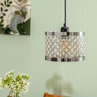 Hadley Jewel Drum Ceiling Light Shade and LED Bulb - Silver