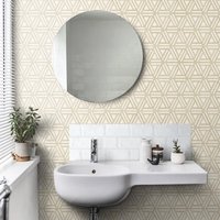 Japandi Wood Natural Wallpaper Geometrical Triangles - Neutral