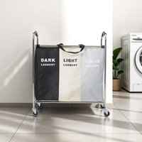 Lifeideas 3-Section Laundry Basket with Wheels - Multicolor