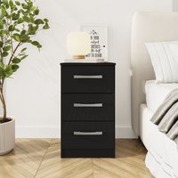 Lynx 3 Drawer Bedside - Black