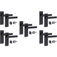Victorian Delta Latch Door Handles 15cm Backplate - Matt Black / 5 Set