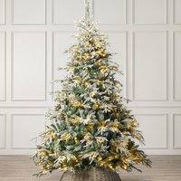Pre-Lit Snow Flocked Verbier Fir Christmas Tree - Green / 7ft