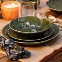Jardin Stoneware Pasta Bowls, Set of 4, 20cm,Green - Green
