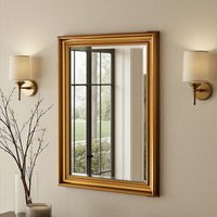 Beaded Classic Framed Bevelled Wall Mirror - Gold
