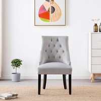 Set of 6 Windsor LUX Velvet Dining Chairs Upholstered for Kitchen Dining Room - Light Grey