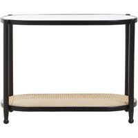 Cebu Rattan and Glass 2 Tier Console Table - Black