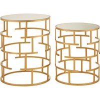 Avantis Set Of 2 Maze Design Side Tables - Gold