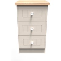 Vienna Ready Assembled 3 Drawer Bedside Cabinet - Kashmir Ash & Bardolino Oak