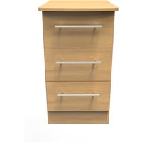 Sherwood Ready Assembled 3 Drawer Bedside Cabinet - Modern Oak