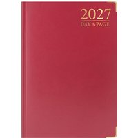 2027 Diary A4 Day A Page Soft Padded Desk Diary - Red