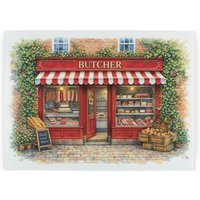 Village Butcher Worktop Protector - Large Textured Glass Chopping Board - Red