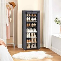 7 Tier Fabric Shoe Cabinet with Cover Metal Frame, Grey - Grey