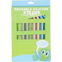 Pack of Six Silicone Straw Set With Brush