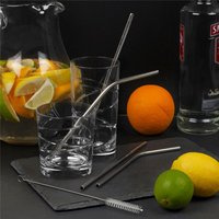 Homiu Stainless Steel Straws (4 bent and 4 straight) - Silver