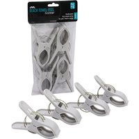 JVL Large Clamp Clip Beach Towel Grey Pegs - Grey