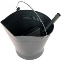 Heavy Duty Steel Fireplace Coal Bucket Scuttle Hod with Shovel - Black