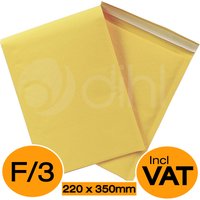 220 x 350mm Gold Yellow Padded Envelopes 100 Pack - Gold
