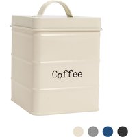Vintage Metal Kitchen Coffee Canister - Beige