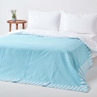 Cotton Polka Dots and Stripes Throw - Blue