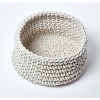 Cotton Knitted Round Storage Basket - Natural / 29l