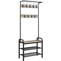 Hall Tree with Bench and Shoe Storage - Grey