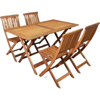 4 Person Folding Rectangle Wooden Patio Dining Table - Brown / No Parasol