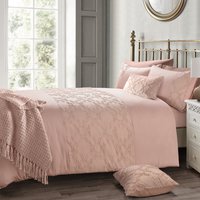 Modern Shabby Tuft Panel Duvet Sets - Blush / King