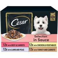 48 x 100g Cesar Luxury Adult Wet Dog Food Pouches Mixed Favourites In Sauce - Brown