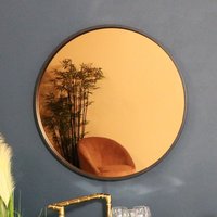 Round Smoked Copper Wall Mirror 80cm x 80cm - Black