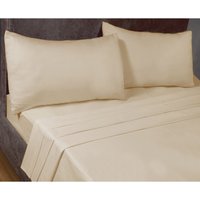 SleepND Percale 180 Thread Count Polycotton Plain Fitted Sheet (16" Box) - Biscuit / Single