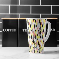 Yellow Pink Black Geometric Pattern Latte Mug - Yellow