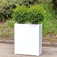 Large Polystone Stone Effect Tall Trough Planter - White