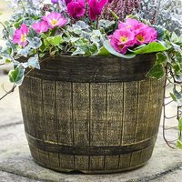 Whisky Barrel Planter - Matt Gold / 1